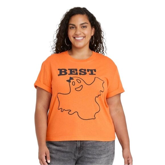Plus Size Graphic Top Women's 3X‎ Orange Black Halloween Holiday Ghost Cute NEW - Picture 11 of 11